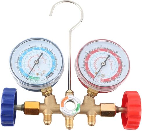 Refrigerant Air Conditioning Tools, AC Diagnostic Manifold Set with Hose and Hook Kit, HVAC Manifold for Car AC and Home Refrigeration, Brass in Saudi Arabia