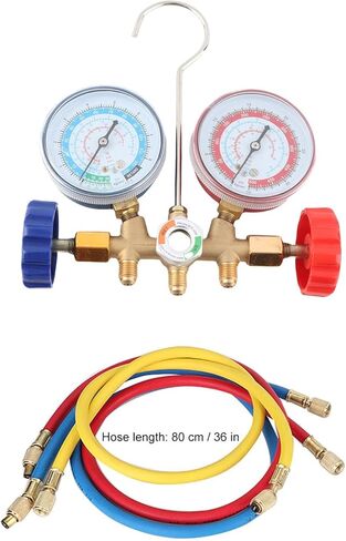 Refrigerant Air Conditioning Tools, AC Diagnostic Manifold Set with Hose and Hook Kit, HVAC Manifold for Car AC and Home Refrigeration, Brass in Saudi Arabia