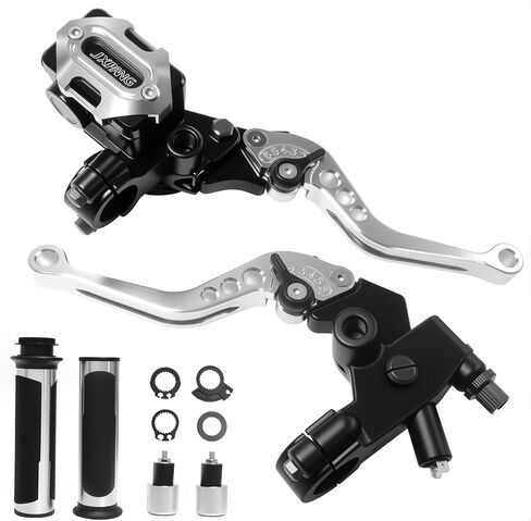 7/8" 22mm Motorcycle Handlebar CNC Brake Master Cylinder Reservoir Clutch and Brake Lever Left & Right Set+Hand Grips+Handlebar Ends Set for Honda Kawasaki Suzuki Yamaha (Black) in Saudi Arabia