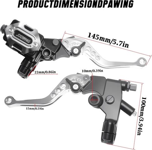 7/8" 22mm Motorcycle Handlebar CNC Brake Master Cylinder Reservoir Clutch and Brake Lever Left & Right Set+Hand Grips+Handlebar Ends Set for Honda Kawasaki Suzuki Yamaha (Black) in Saudi Arabia