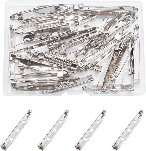50 Pcs Brooch Pins 1 Inch Silver Pin Backing for Crafts Secure Back Clasp with Holes in Saudi Arabia
