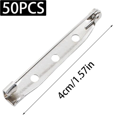 50 Pcs Brooch Pins 1 Inch Silver Pin Backing for Crafts Secure Back Clasp with Holes in Saudi Arabia