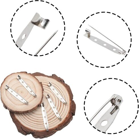 50 Pcs Brooch Pins 1 Inch Silver Pin Backing for Crafts Secure Back Clasp with Holes in Saudi Arabia