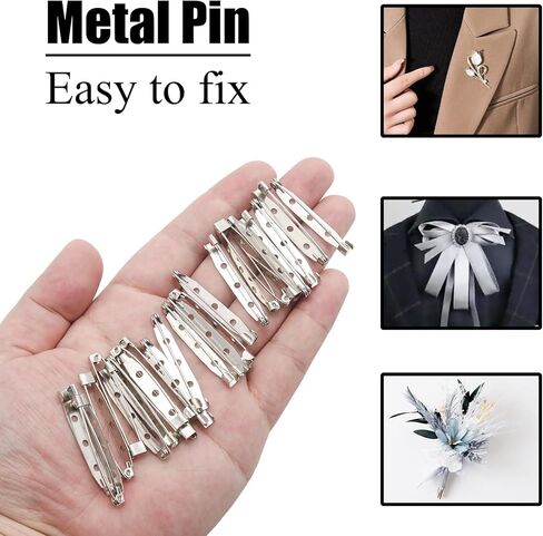 50 Pcs Brooch Pins 1 Inch Silver Pin Backing for Crafts Secure Back Clasp with Holes in Saudi Arabia