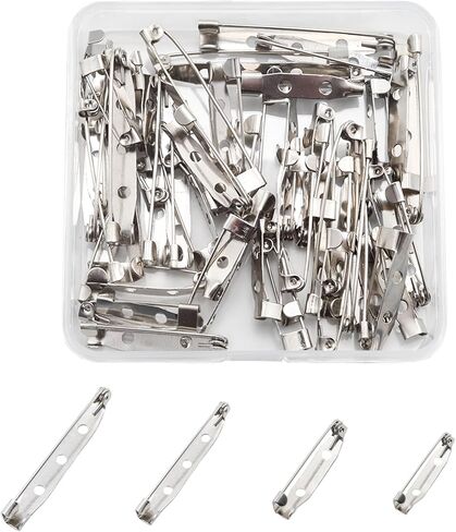 50 Pcs Brooch Pins 1 Inch Silver Pin Backing for Crafts Secure Back Clasp with Holes in Saudi Arabia