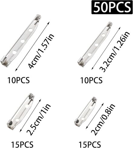 50 Pcs Brooch Pins 1 Inch Silver Pin Backing for Crafts Secure Back Clasp with Holes in Saudi Arabia