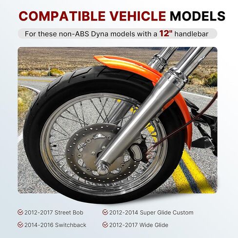 طقم كابلات Ape Hanger Dyna مقاس 14 بوصة، مقود ممتد CAN-Bus/أسلاك إشارة الانعطاف/كابلات القابض/الخانق/خط الفرامل لنماذج 2012-2017 غير ABS Street Bob Super Wide Glide Switchback Models (أسود) in Kuwait