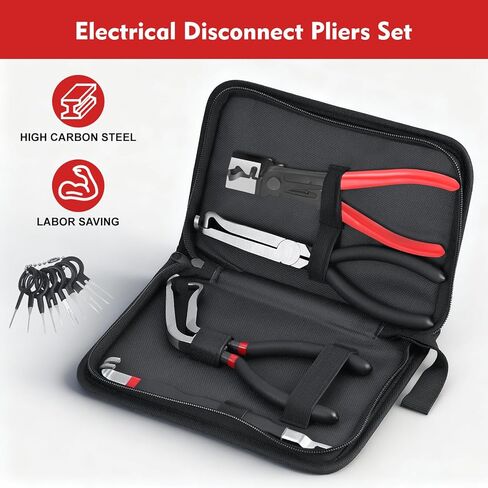 4-Piece Electrical Disconnect Pliers Kit for Cars, Professional Universal Automotive Electrical Plug Connector Removal Tool, Hose Clamp Pliers & Connector Separator for Car Wiring Harness Repair in Saudi Arabia