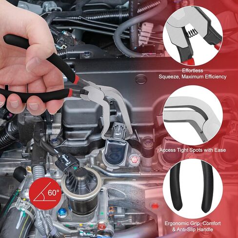 4-Piece Electrical Disconnect Pliers Kit for Cars, Professional Universal Automotive Electrical Plug Connector Removal Tool, Hose Clamp Pliers & Connector Separator for Car Wiring Harness Repair in Saudi Arabia