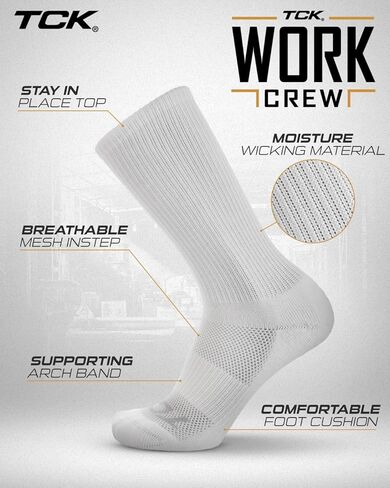 TCK 3 Pair Work & Athletic Crew Socks (White, Medium) in Kuwait