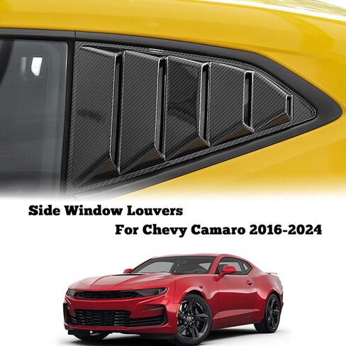 Kurtz Rear Side Window Louvers for Chevy Camaro 2016-2018 2019 2020 2021 2022 2023 2024 Triangular Window Glass Blinds Air Vent Scoop Shades Cover Blinds Trim Sport Accessories ABS Carbon Fiber 2PCS in Saudi Arabia