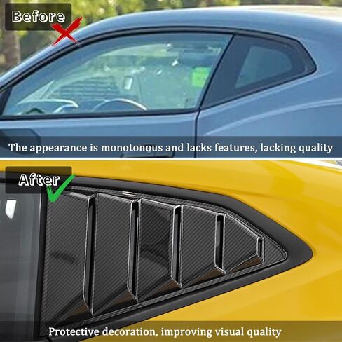 Kurtz Rear Side Window Louvers for Chevy Camaro 2016-2018 2019 2020 2021 2022 2023 2024 Triangular Window Glass Blinds Air Vent Scoop Shades Cover Blinds Trim Sport Accessories ABS Carbon Fiber 2PCS in Saudi Arabia