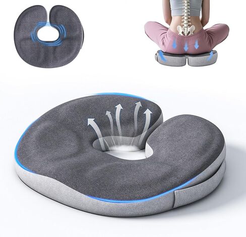 Memory Foam Donut Seat Cushion, Y-Shaped Orthopedic Pillow for Hemorrhoid & Tailbone Pain Relief, Sciatica, Pregnancy, Postpartum, Bed Sores & Surgery Recovery (Black) in Saudi Arabia