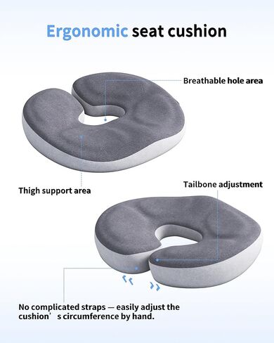 Memory Foam Donut Seat Cushion, Y-Shaped Orthopedic Pillow for Hemorrhoid & Tailbone Pain Relief, Sciatica, Pregnancy, Postpartum, Bed Sores & Surgery Recovery (Black) in Saudi Arabia