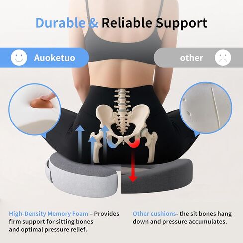 Memory Foam Donut Seat Cushion, Y-Shaped Orthopedic Pillow for Hemorrhoid & Tailbone Pain Relief, Sciatica, Pregnancy, Postpartum, Bed Sores & Surgery Recovery (Black) in Saudi Arabia