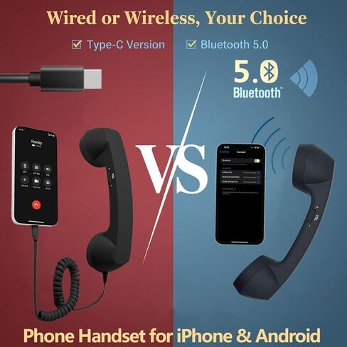 سماعة هاتف ريترو لهواتف iPhone وAndroid، جهاز استقبال الهاتف الخلوي مع ميكروفون ومكبر صوت، دعامة طراز التسعينيات للصور، جهاز استقبال هاتف كلاسيكي عتيق للهواتف المحمولة (أسود) in Saudi Arabia