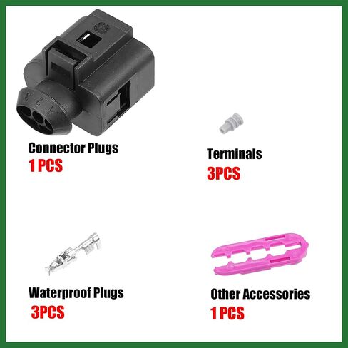 Motoforti 1 Set No.1J0973703 مختومة 3 طريقة دبوس موصل سالب قابس مهايئ مجموعة أدوات استبدال لشركة فولكس فاجن لأودي طويلة الأمد in Saudi Arabia