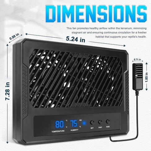 مروحة تهوية الزواحف مزودة بمستشعر للرطوبة ومنبه لدرجة الحرارة العالية، ومروحة مزيل الرطوبة لحاوية الزواحف وحوض التررم in Kuwait