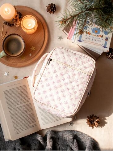 حافظة كبيرة لتغطية الكتاب المقدس للنساء - حقيبة حمل الكتاب المقدس مبطنة مع مقبض متين وجيب بسحاب، منظم غطاء الكتاب المقدس الواقي مع مجموعة لوازم دراسة الكتاب المقدس، القوس الوردي in Kuwait