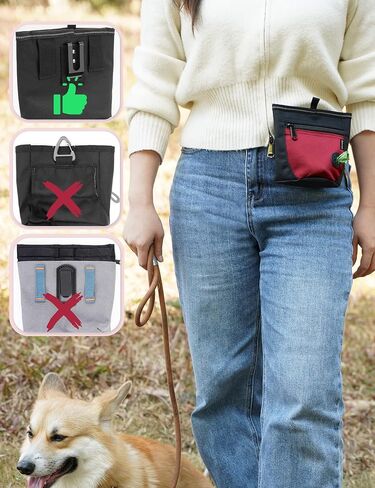 Gobeigo 2 Cup Magnetic Closure Dog Treat Pouch with Training Clicker(Black) in Saudi Arabia