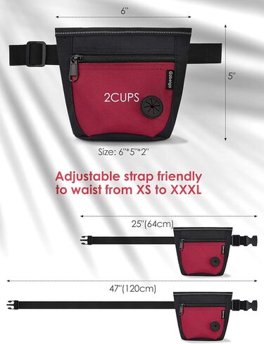 Gobeigo 2 Cup Magnetic Closure Dog Treat Pouch with Training Clicker(Black) in Saudi Arabia