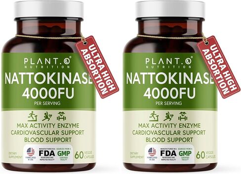 PLANT.O NUTRITION Nattokinase Supplement with Max Enzyme Support - 4,000 FU Per Serving - Premium Nattokinase Formula for Heart Health Support - 60 Capsules - Made in USA in Saudi Arabia