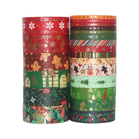 21 Rolls Christmas Gold Foil Washi Tape - Holiday Decor with Snowflake, Deer, Tree Designs - Self-Adhesive Tape for DIY Crafts, Wrapping,Scrapbooking Party Favors in Saudi Arabia