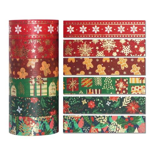 21 Rolls Christmas Gold Foil Washi Tape - Holiday Decor with Snowflake, Deer, Tree Designs - Self-Adhesive Tape for DIY Crafts, Wrapping,Scrapbooking Party Favors in Saudi Arabia