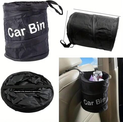 Car Trash Can, Interior Collapsible Garbage Can, Hangable Car Garbage Bin, for Back Seat or Front Seat, Leakproof Interior Liners Trash Bin Suitable for Automotive, Traveling（Black） in Saudi Arabia