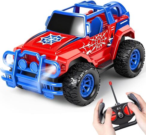 Spider Rc Cars, Remote Control Car for Boys 4-7 8-12 Stunt Rc Monster Trucks with 360 Flips & 3D Lights & Music, Car Toys for Kids Toddlers Christmas Birthday Gift in Kuwait
