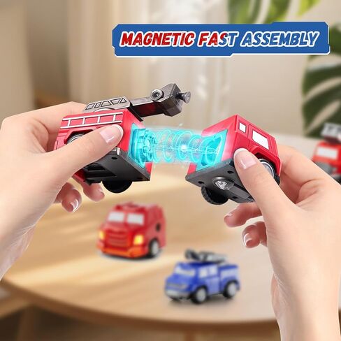 5 in 1 Magnetic Transform Cars Robot Toys Gift for Boy Ages 4-6, Easy DIY Assembly, STEM Magnetic Transform Engineering Trucks Toy, Birthday for Kids 3 4 5 6 7 Year Old(Yellow) in Saudi Arabia