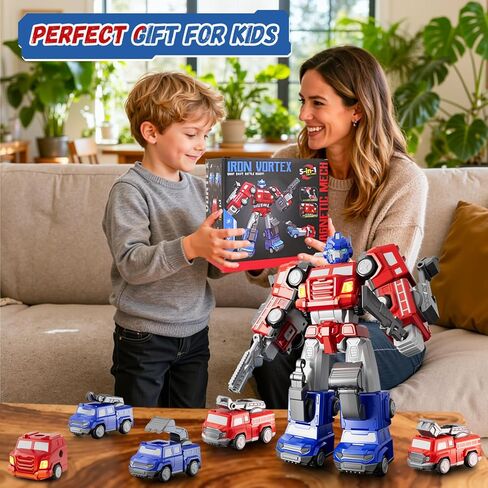 5 in 1 Magnetic Transform Cars Robot Toys Gift for Boy Ages 4-6, Easy DIY Assembly, STEM Magnetic Transform Engineering Trucks Toy, Birthday for Kids 3 4 5 6 7 Year Old(Yellow) in Saudi Arabia