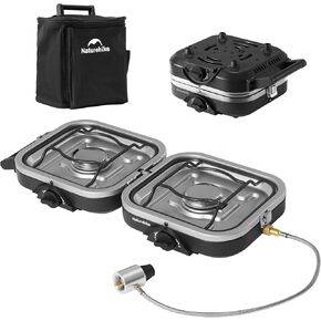 Naturehike 2 Burner Portable Camping Stove with Grill, Folding Propane Butane Gas Camp Stove with16000 BTU Adjustable Burners, Ignition System and Carrying Handle in Saudi Arabia
