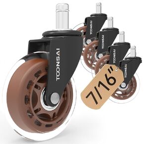 3 Inch Heavy Duty Office Chair Wheels,(Stem7/16-7/8), Replacement Rubber Caster Wheel, Set of 5,Silent, Smooth-Gliding, for Hardwood Flooring, Carpet Flooring,-Not for 1KEA Chairs in Saudi Arabia