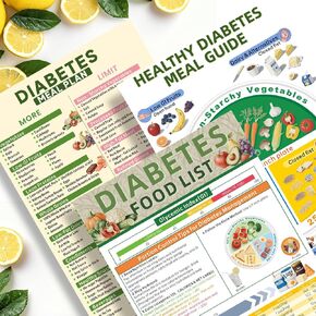 Diabetic Meal Planner, 3PCS Diabetes Food List and Meal Planner,Prediabetic Food Chart for Type 1 Type 2, Healthy Diabetes Meal Guide with Serving Size Carbs Calories Glycemic Index(GI), Supports Blood Sugar Control Glycemic Index (3 Pcs Diabetes Food Lis in Saudi Arabia