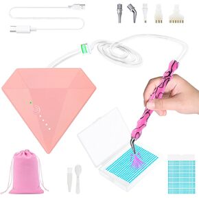 Lanzeyo قلم رسم ماسي كهربائي قابل لإعادة الشحن، قلم رسم ماسي كهربائي مع بطارية طويلة التحمل، قلم مكنسة كهربائية مع صينية تخزين الخرز لإكسسوارات فن الأحجار الكريمة الماسية (أرجواني) in Kuwait