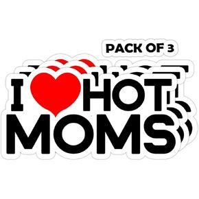 ملصق I Love Hot Moms - مجموعة من 3 ملصقات - ملصق مضحك لزجاجة مياه للكمبيوتر المحمول والسيارة والشاحنة والهواتف اللوحية هدية على الجدار ملصق نافذة (بوصتان (صغير)) in Saudi Arabia