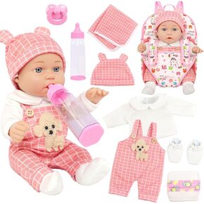 UNICORN ELEMENT 12" Baby Doll with Backpack Accessories,12 Inch Baby Dolls Clothes 10 Set Doll Accessories Cute Hat Pacifier Bottle Diaper Doll Playset for 3+ Year Old Kids in Kuwait