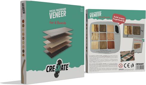 Exotic Fingerboard Veneer Pack – 18 Sheets (125 × 125 mm) for 6+ Decks | Premium Real Wood | Made in Germany | Smooth Grip Tape Included | DIY Fingerboard Deck Building Kit in Saudi Arabia
