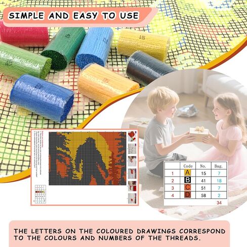 YZYMXDX Latch Hook Kits for Adults, Canvas Pre-Printed Handmade Hook Rug Kits for Home Decoration Festival Gift (60X40CM) in Saudi Arabia