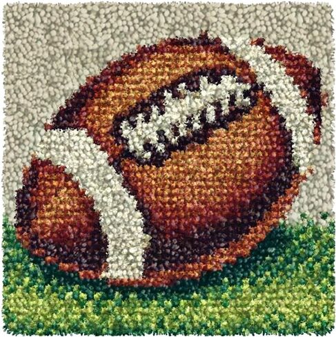 Numptain Latch Hook Kits for Adults,DIY Rug Crafts Rugby Pattern Color Printed Canvas,Latch Hook Kits for Beginners Handmade Needlework Crafts Home Decoration,12"x12" in Saudi Arabia