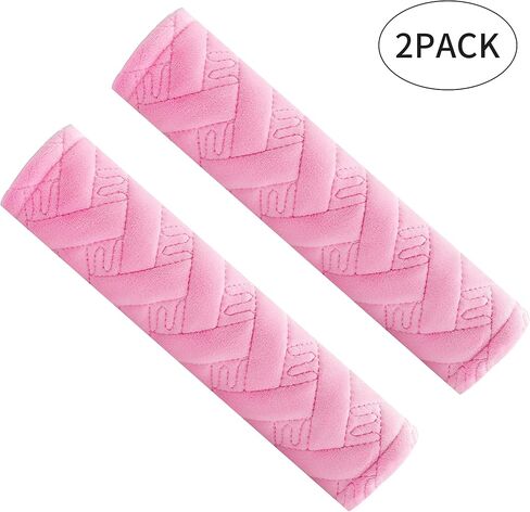 Amooca 2-Pack Soft Seat Belt Covers Universal Car Shoulder Pad Cushions with Braid Pattern for Comfortable Driving & Bag Strap Protection Pink in Saudi Arabia