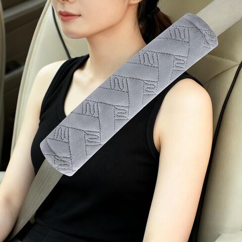 Amooca 2-Pack Soft Seat Belt Covers Universal Car Shoulder Pad Cushions with Braid Pattern for Comfortable Driving & Bag Strap Protection Pink in Saudi Arabia