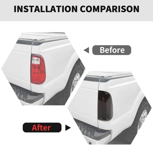 RT-TCZ Smoked Black Tail Light Lamp Cover Guard Trim Decoration Exterior Accessories for Ford F250/F350/F450/F550 2008-2016 in Saudi Arabia