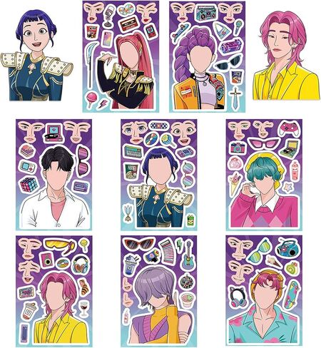 8Pcs Anime Stickers, Mixed & Matched with 8 Designed Cartoon Sticker for Party Favors, Reward, Decor, Gift Idea in Saudi Arabia