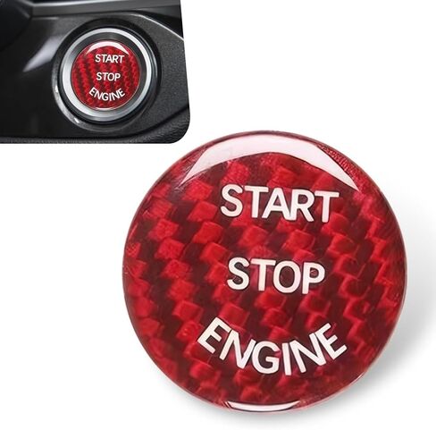Car Push Start Button Cover, Ignition Button Cover Replacement, Carbon Fiber Interior Sticker, Suitable for Most Cars (Carbon Black) in Saudi Arabia