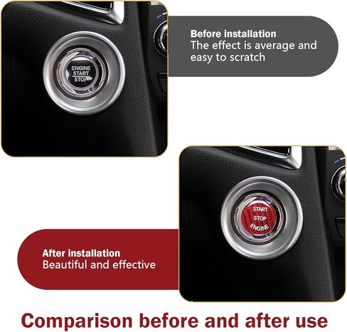 Car Push Start Button Cover, Ignition Button Cover Replacement, Carbon Fiber Interior Sticker, Suitable for Most Cars (Carbon Black) in Saudi Arabia