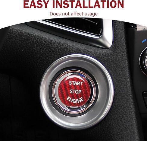 Car Push Start Button Cover, Ignition Button Cover Replacement, Carbon Fiber Interior Sticker, Suitable for Most Cars (Carbon Black) in Saudi Arabia