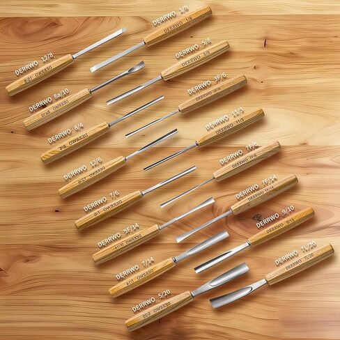 طقم نحت الخشب 17 قطعة للمبتدئين والمحترفين - مجموعة إزميل النجارة الممتازة مع مطرقة وحقيبة لفة - شفرات حلاقة حادة CR-V 60 شفرات فولاذية للتبييض والنحت والأعمال التفصيلية in Kuwait