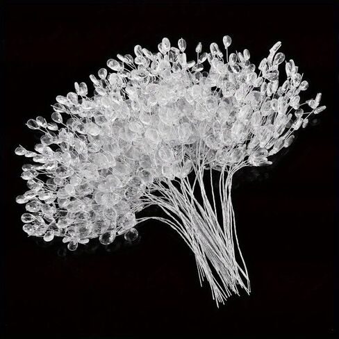 20pcs Acrylic Bead Flower Stems with Crystal Drops - Versatile Beaded Twig Picks for Wedding Decor, Home Accents, and Craft Jewelry Flower Charms in Saudi Arabia